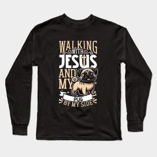 Jesus and dog - Pug Long Sleeve T-Shirt